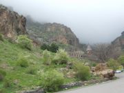 Geghard monastery in the mist