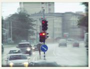 Traffic lights with rain