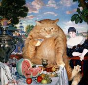 Kustodiev Boris - Merchants Wife at Tea -cat-w