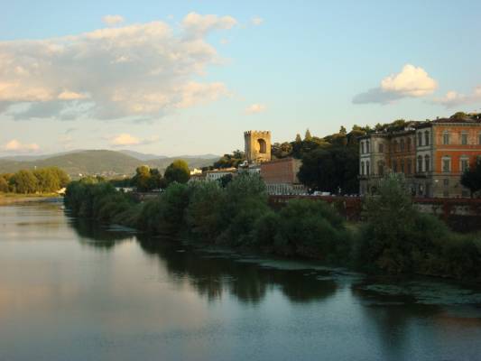 the last glance at the one bank of the river....