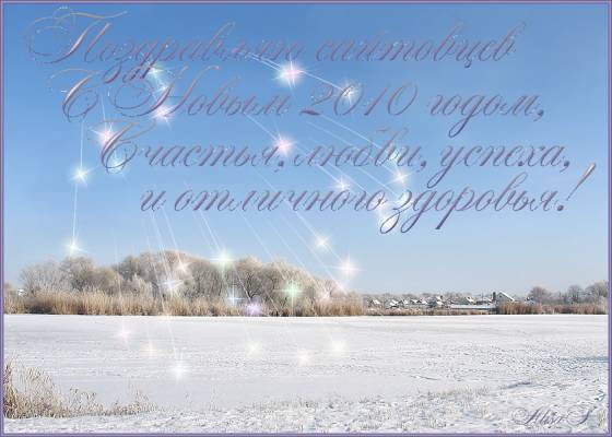 Поздравляю с Новым 2010 годом! Счастья, любви, успеха, удачи, исполнения Ваших желаний, а самое главное: отличного здоровья Вам и Вашим близким!