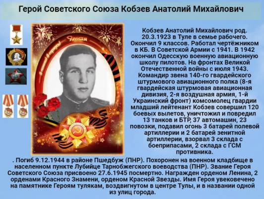 Герой Советского Союза Кобзев Анатолий Михайлович     